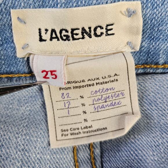 L'AGENCE Womens High Line Skinny Jeans Size 25 Light Wash Raw Hem Classic Brasie - Picture 6 of 9